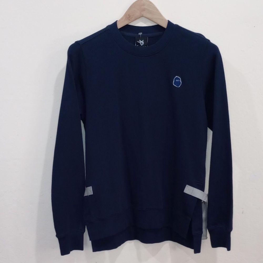 Fingercroxx Rare Women's Logo Hi Lo Side Vent Buckle Navy Sweatshirt - NWOT - S